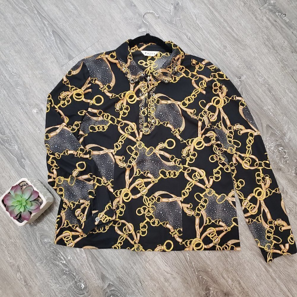 Dotre Vintage Horsebit Equestrian Popover Top M
